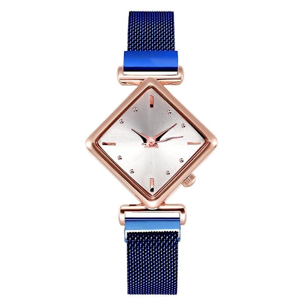 Magnetarmbåndsur sæt til kvinder, Firkantet armbånd til kvinder, Quartz Blue