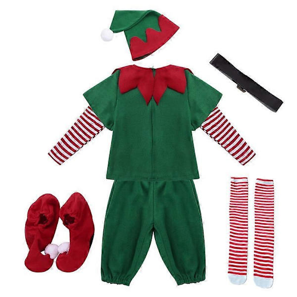 Jultomten Kostym Grön Elf Cosplay Familj Julparty Nyår Maskerad Kostym för Vuxna Män Men 180