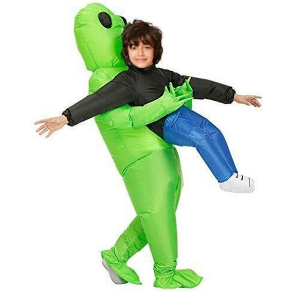 Rafalacy Barn Inflatable Alien Kostym Pojkar Flickor Rolig Halloween Party Kostym Cosplay Rymdkostym Grön Green kid 120-150