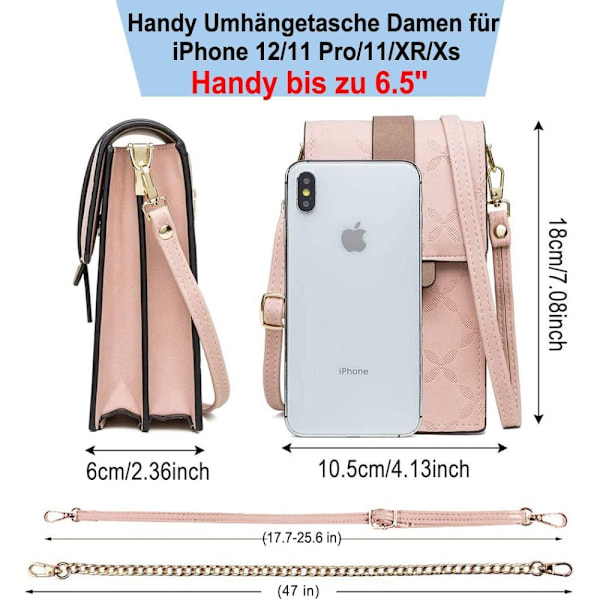 HAIWILL Mobiltelefon Skulderveske Lær Telefonveske Liten Crossbody Lommebok Mini Telefonveske for iPhone 12/11/XR/Xs, Samsung Galaxy