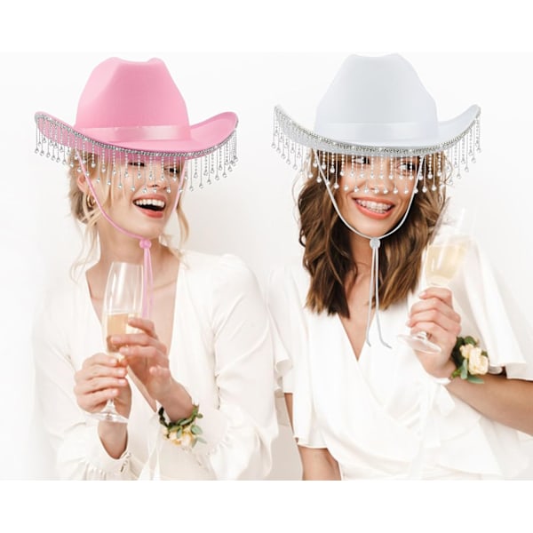 Cowboyhatt Halloweenkostyme Cowgirlhatt med Hjerteformede Briller, Kle deg opp Bursdag Halloween Cowgirlkostyme, Bachelorette Party Tilbehør White-diamond M-L