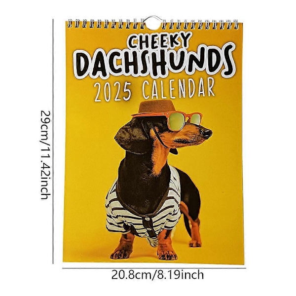 2025 Cheeky Dachshund-kalender Jul Nyår Gåva Vägg Månadsvis Planerare Dekoration Tidshantering Hängande Kalender