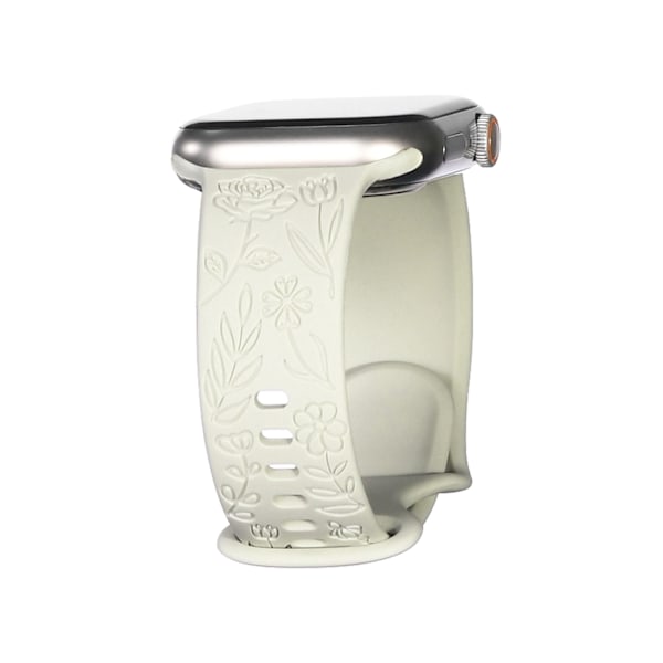 Armband till iWatch S9 876SE Apple Watch med präglad liten ros i silikon - aprikos Rose - apricot 38/40/41mm
