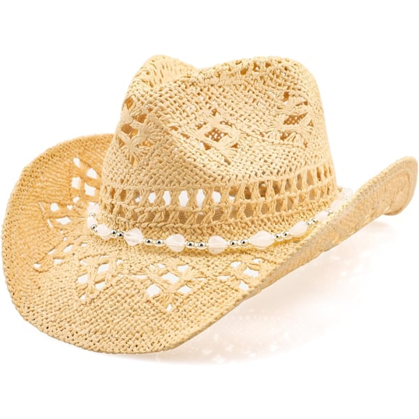 Cowboy Hat Brud Cowboy Hat Kvinder Mænd Glitter Kostume Rum Hat Cosplay Party Halloween Kostume Velegnet til Party Musik Festival (Pink) Beige M