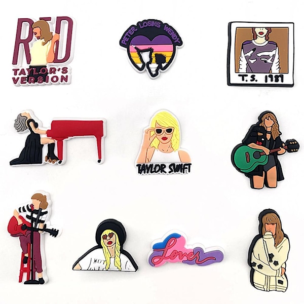 10 st Taylor Swift-inspirerade skoberlocker, DIY Croc-berlocker, skodekoration för fans, Swiftie julklapp (FMY)