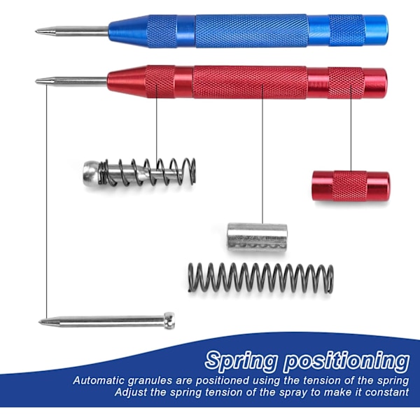2 Pieces Metal Punches, HASLED Spring Loaded Center Punches, with 3 Replacement Parts