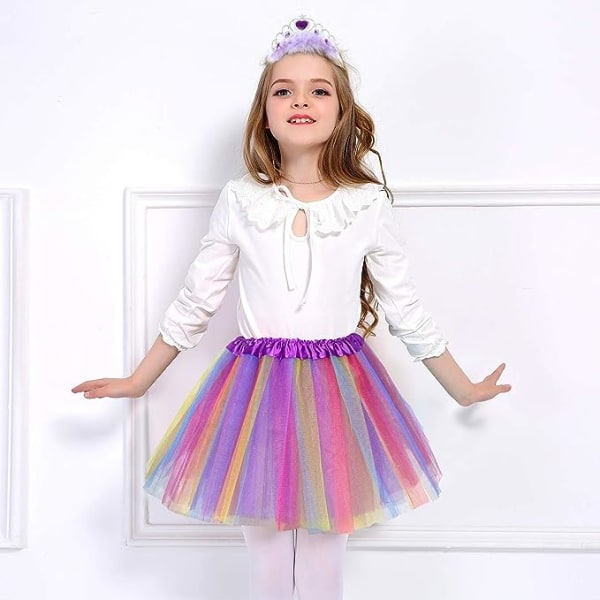 Tullkjol för flickor, Tutu, Barnprinsessa, Ballet, Pettiskirt, Tutu-kjol, Regnbåge, Minikjol för Halloweenfest, Karneval (4 st) CDQ