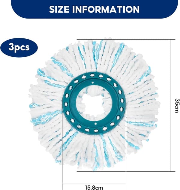 3 stk - Mopp refill - Erstatningsmopp - Passer til Leifheit Clean Twist Disc Mopp