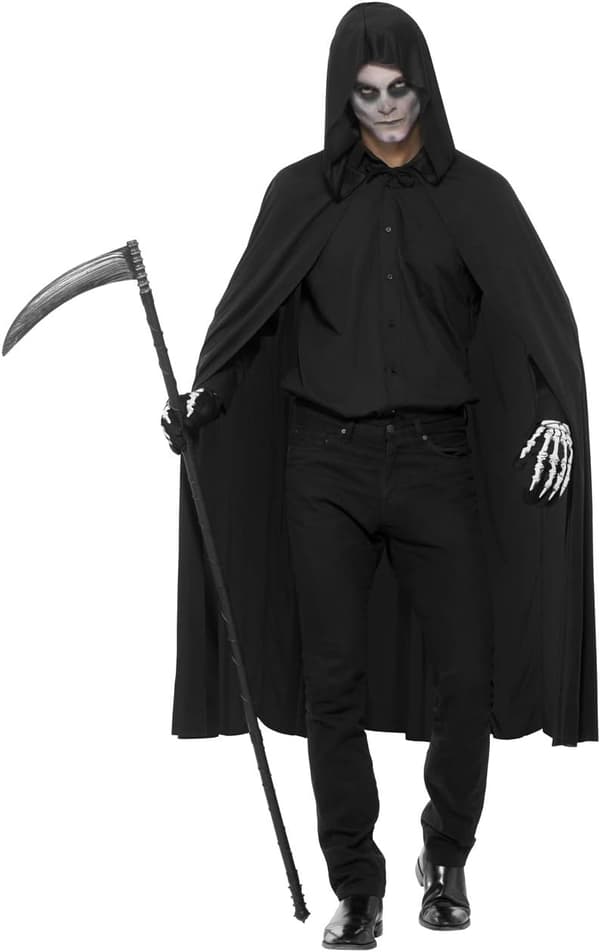 Sort cosplay- og halloweenkappe i polyester, alsidig til mange kostumer