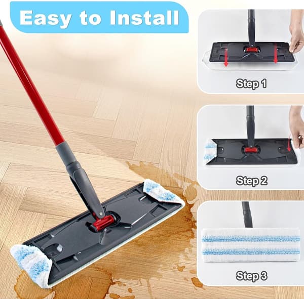 3-pack - Lämplig för Vileda H2Pro Flatmop Ersättning - Lämplig för OCedar H2prO Flatmop