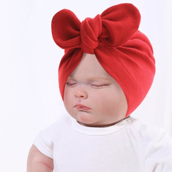 6 stk Baby Stretch Bow Turban Hatter, Bomullslue for Nyfødte Småbarn Gutter og Jenter (6-24 Måneder) 6 pcs. C