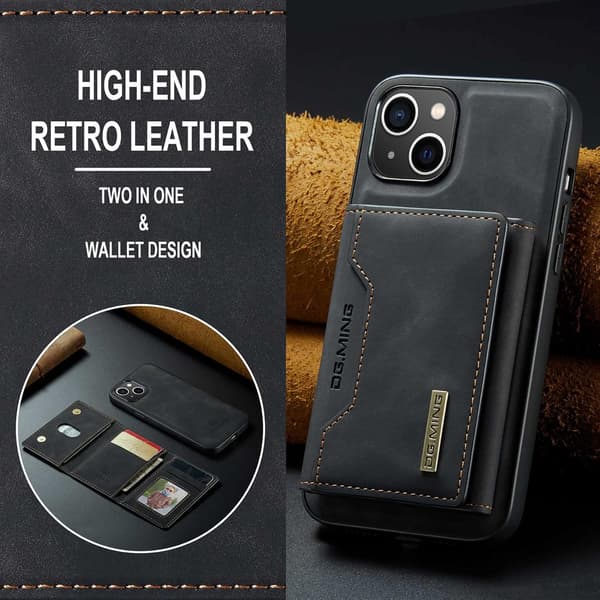 Wallet Case for iPhone 16, iPhone 16 (6.1 inch) Case, iPhone 16 Leather Case with Detachable Card Holder, Black