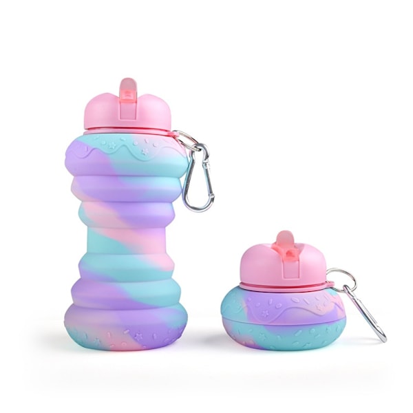 Silikonivesipullot Kokoontaitettava vesipullo PINKKI DONITSIT Vaaleanpunainen Pink Doughnut-Doughnut