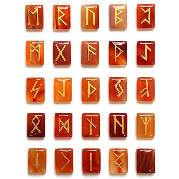 Tumblet Gravert Bokstavering Runestein Ensfarvet Sett for Spådom, Lykkevarsel, Wicca Krystaller, Healing Chakra Reiki (3)