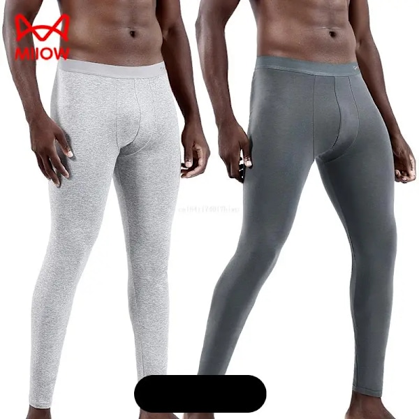 2-pack Värmeunderkläder för Män 50S Ren Bomull Vinter Varma Byxor Mjuk Elastisk Underdel Långa Kalsonger Herr U Konvex Leggings 2 2 l