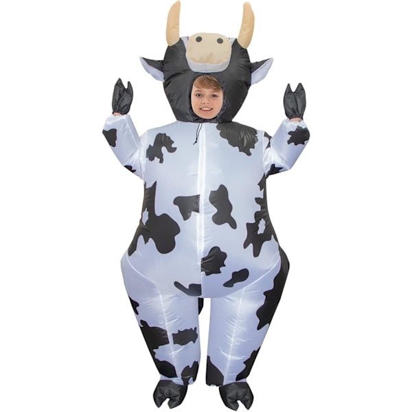 Oppustelig Ko-Kostume til Voksne Børn, Oppustelige Kostumer til Halloween Cosplay Fest, Sjove Oppustelige Kostumer til Kvinder Mænd Kids Cow