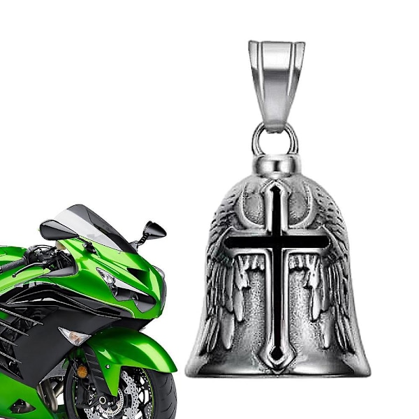 Retro Punk Stil Guardian Bell Motorcykelklokker Mænd Kors Lykkeklokke Engelvinge Ridderklokke Metalvedhæng MotorcykeltilbehørBY B