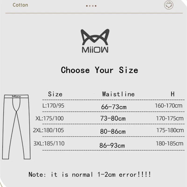 2-pack Värmeunderkläder för Män 50S Ren Bomull Vinter Varma Byxor Mjuk Elastisk Underdel Långa Kalsonger Herr U Konvex Leggings 2 2 XXL