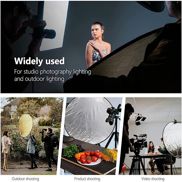 5 in 1 Round Photo Studio Reflector Collapsible Light Diffuser Photography 60/80/110cm