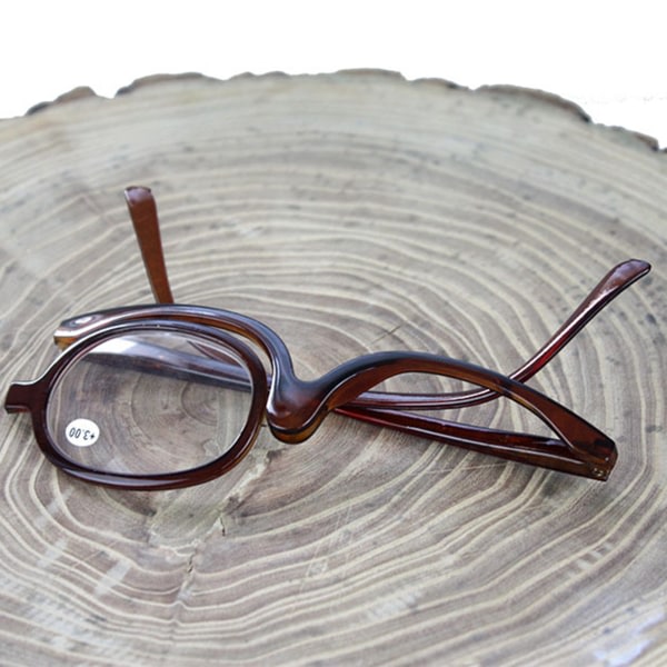 Ensidiga sminkglasögon för kvinnor Vikbara vridbara sminkläsglasögon för kvinnor Ögonmakeupverktyg rödvinslåda glas power 200