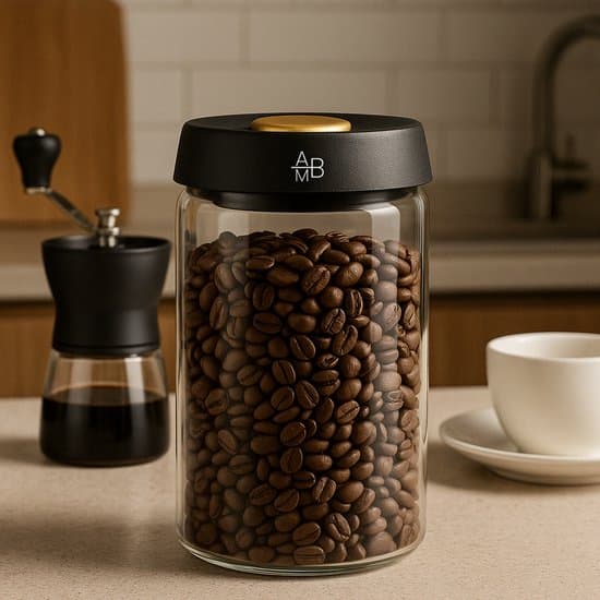 Kaffebönbehållare 900 ml, Vakuumförseglad lufttät glasburk med enknappsventil för kaffe, te, nötter, kök