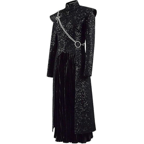 Daenerys Targaryen Dany Cosplay Kostume Game of Thrones Kjole Uniform Sort Outfit Kappe Halloween Festkostume Til Kvinder Voksen ZX M