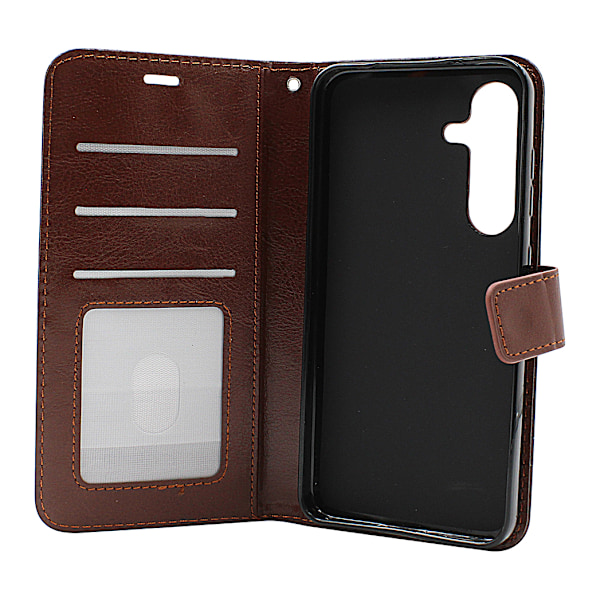 Crazy Horse Samsung Galaxy S25 Wallet Case Svart