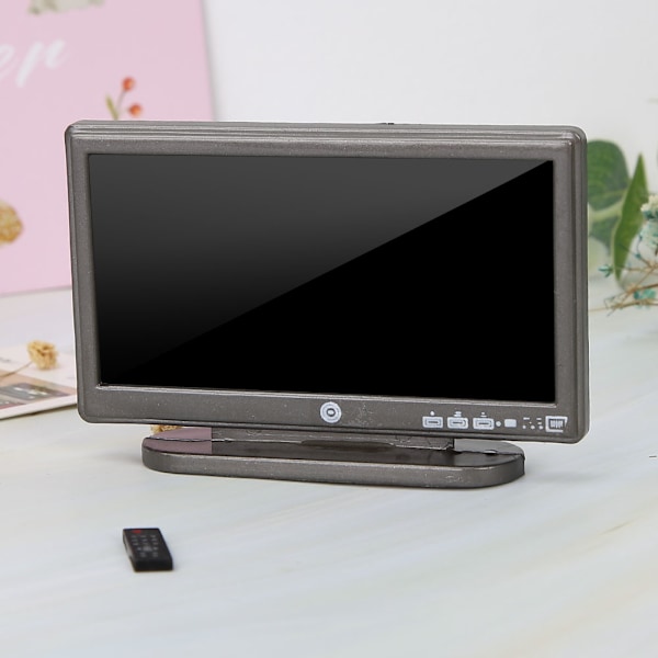 1:12 Miniatyr-TV med Fjärrkontroll för Dockhus Dekorationstillbehör