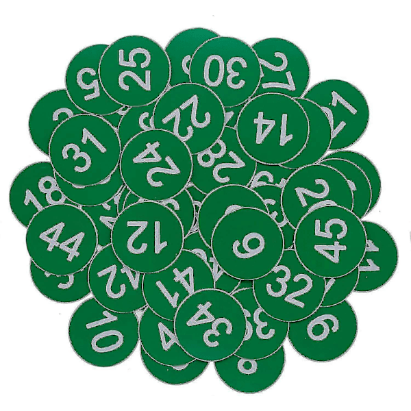 Muoviset numerolätkät, kaiverretut numeroidut lätkät, ID-lätkät, avainlätkät ilman reikää - WELLNGS Vihreä Green Jan-50
