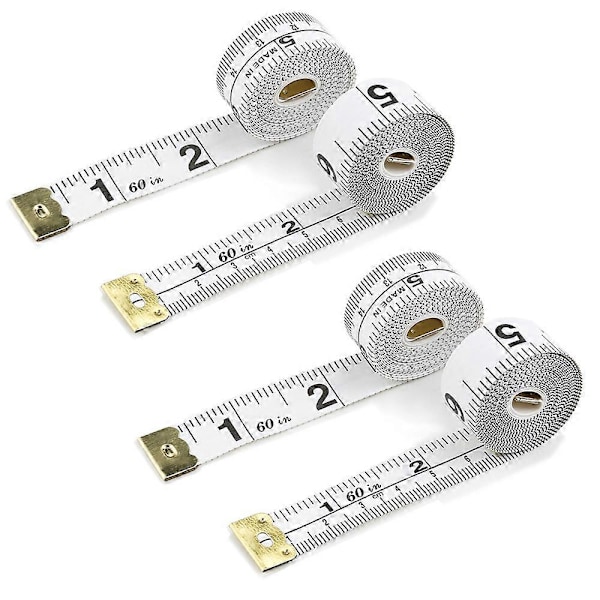 Måttband 4-pack, Kroppsmåttband Dubbel Skala Måttband för Sömnad, Kropp, Skräddare 150 cm/60 Tum-WELLNGS white