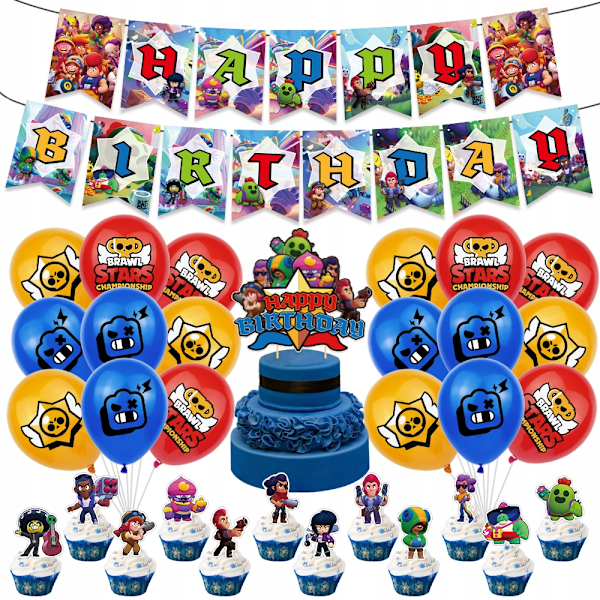 BALLONGER BRAWL STARS FÖDELSEDAGSFESTPYNT SET 32 ST 32pcs