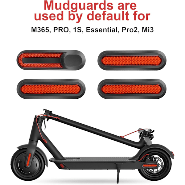 Reflekterende bakhjuldekselsett med 4 scooter reservedeler Scooter sidedeksel med plast Kompatibel for 1S/M365/Pro2 Scooter reflekser #1 reflekterande röd