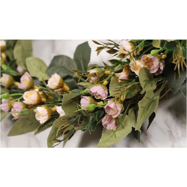 Vårkransar, 16\" konstgjord dörrkrans med eukalyptusblad och små blommor för ytterdörr, bondgårdskrans, grön vägg inomhus utomhus - WELLNGS