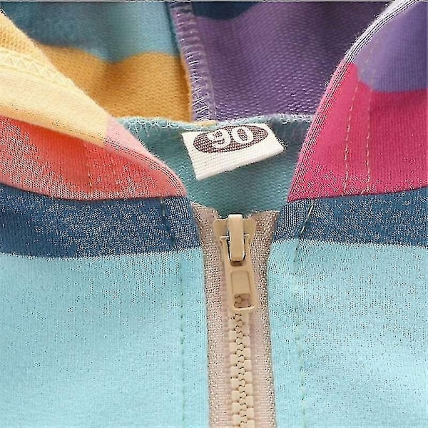 Långärmad hoodie, regnbågsfärgad, vardaglig, dragkedja, barn, flicka - Perfekt ljus regnbåge Ljus regnbåge Ljus regnbåge 110 cm 110 cm Light rainbow