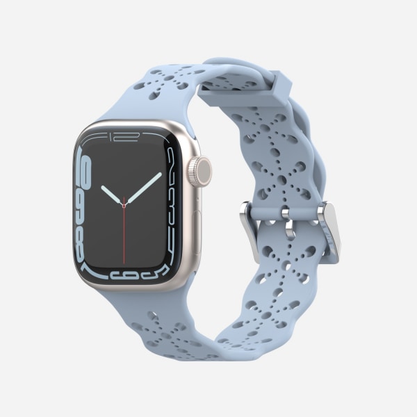 Apple iWatch 6/5/4/3/2/1 Generation SE ihålig spets solid silikonrem --- Ljusblå（38/40/41MM）