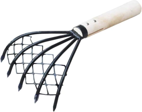 Rake, digging tool, garden tool for shellfish, cleaning garden gutters, removing stones