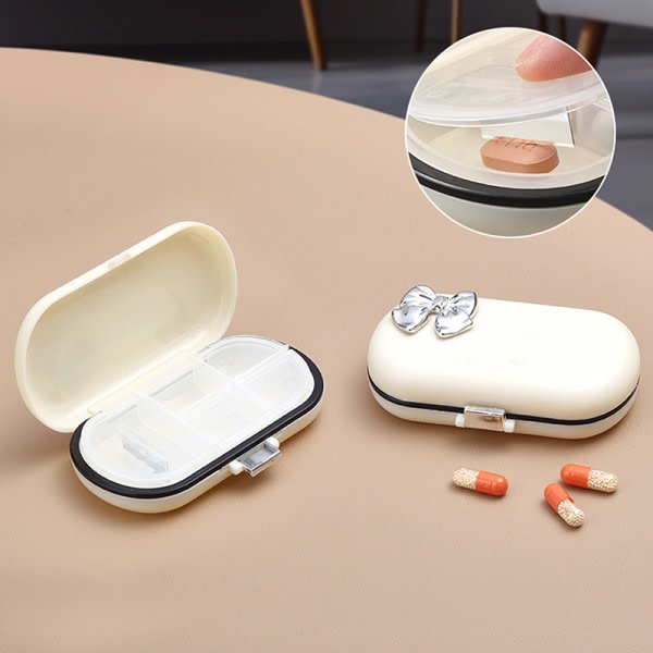 Pill Organizer Mini Förvaring Weekly Tablett Behållare förseglad Trav fluga 4 celler