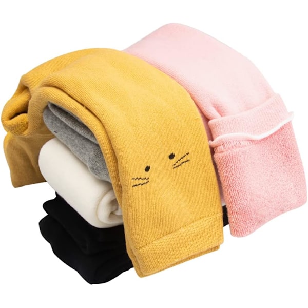 Söta Fleecefodrade Leggings för Små Flickor med Sött Kattdjurstryck, Varm Byxa för Vintern, Flera Färger, Stretchiga Långa Byxor, 2-4 År