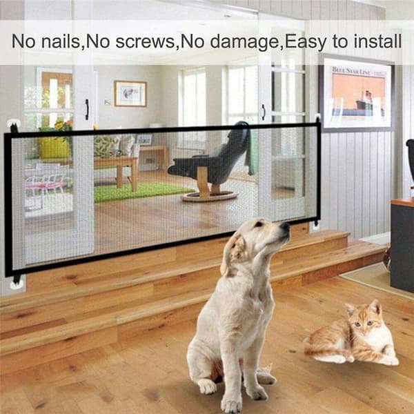 Household Magic Dog Gate with Adjustable Width for Pet Fence L