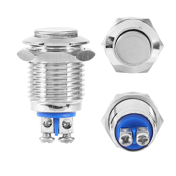 Vanntett Metall 12mm Startknapp Momentan Trykknapp Elektrisk Bryter - 1 stk