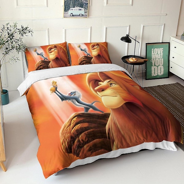 Løvernes Konge Dynebetrækssæt Enkelt Mikrofiber Sengetøj Animefigurer 3D Printet Dynebetræk Pudebetræk Med Lynlås Lukning Vinter Blød Dyne C Single135x200cm