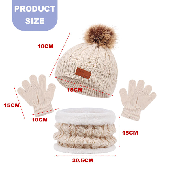 Tredelt vinterlue, skjerf og vottsett for barn, høst og vinter enkel-ball babylue Style-1 other-one-size