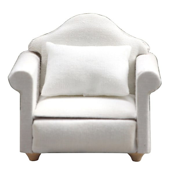 Lantlig Stil Armstol Mini Soffa Dockhus Miniatyr Soffa och Set Träsimuleringsmöbler Flickors Favoritpresent Pure white