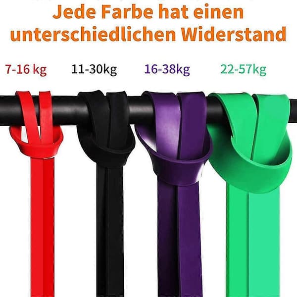 Pull-up-band - Set med 5 resistenta, kraftiga tränings- och stretchband