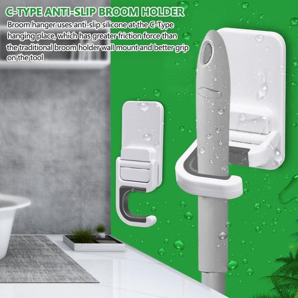 Kostophængningssystem - 4 stk. - Kostholder - Kostholdersystem - Moppeholder - Ingen boring
