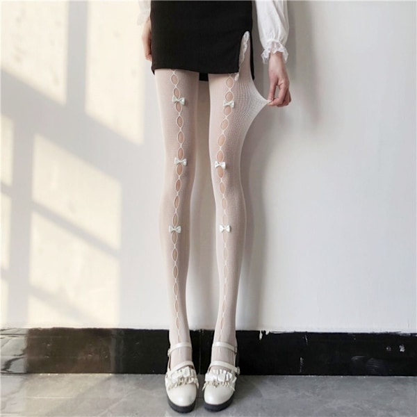 Rosettspetsstrumpor Mesh VIT White