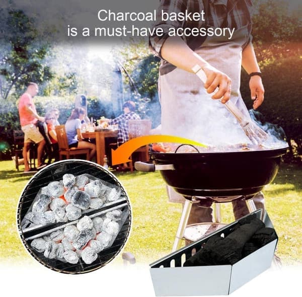 Charcoal Grill Baskets 2-pack - Replacement Baskets for Grills - High-Quality BBQ Accessories Silver 0.8MM