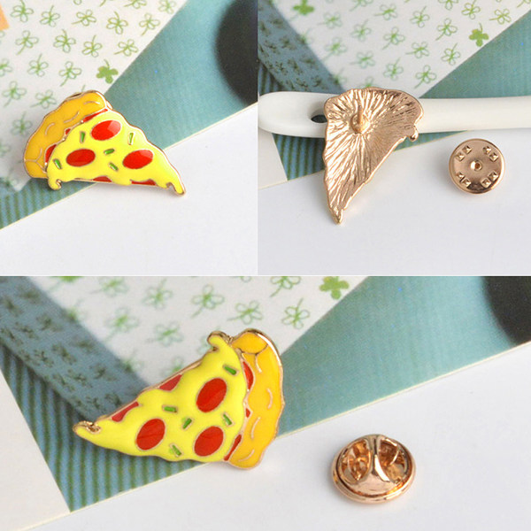 7 herlige emaljenåler Pizza Hamburger Hot Dog Lapel Pins Badge Hat Klærveske Tilbehør Festfavoritt for jenter Gutter