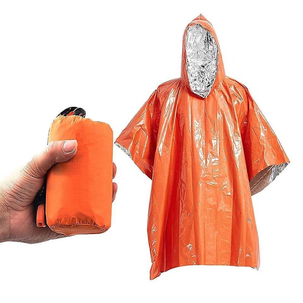 Nödsituation Regnponcho med Mylar-överdrag - Hållbar Vattentät Campingutrustning