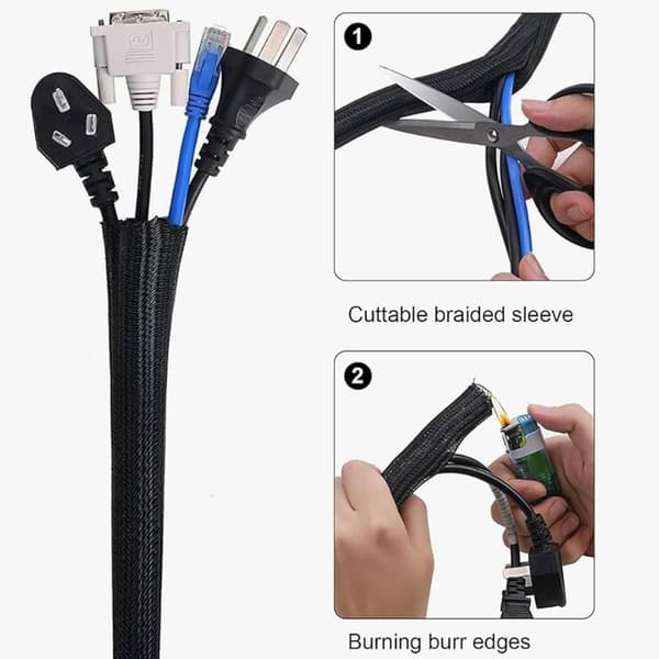 3m*13mm - kabelskydd - kabelhantering - kabelslang - svart kabelskydd - kabelhantering